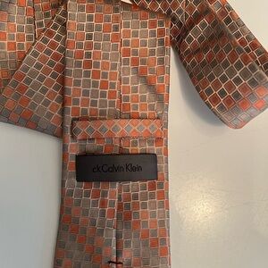 Calvin Klein Mosaic Tie in Orange and Gray